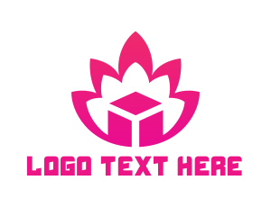 Eco - Pink Lotus Cube logo design