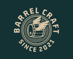 Barrel - Winged Barrel Badge logo design