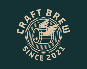 Ale - Winged Barrel Badge logo design