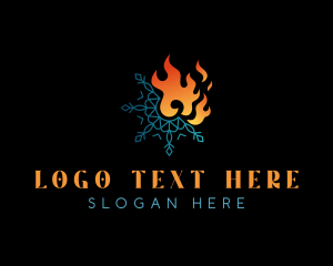 Hvac - Snowflake Fire Flame logo design