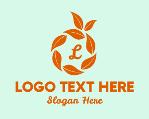 Green And Orange - Orange Leaves Lettermark logo design