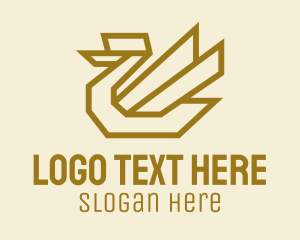 Modern - Gold Geometric Swan logo design