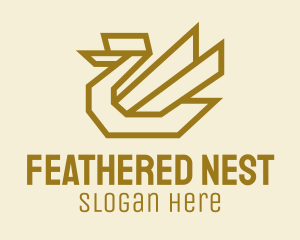 Feathers - Gold Geometric Swan logo design