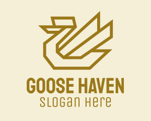 Gold Geometric Swan  logo design