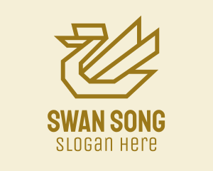 Swan - Gold Geometric Swan logo design