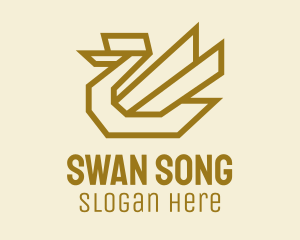 Gold Geometric Swan  logo design