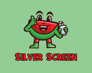 Straw - Watermelon Juice Cartoon logo design
