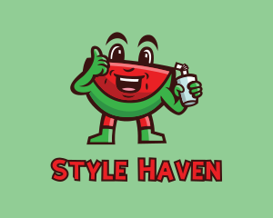 Agriculture - Watermelon Juice Cartoon logo design
