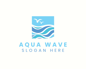 Ocean Bird Wave logo design