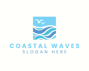 Ocean Bird Wave logo design