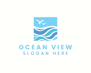 Ocean Bird Wave logo design