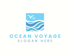 Ocean Bird Wave logo design