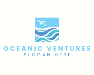 Ocean Bird Wave logo design