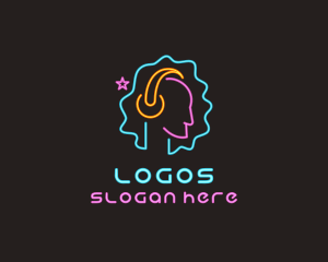 Disco - Neon Disco DJ Headphones logo design