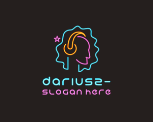 Rave - Neon Disco DJ Headphones logo design