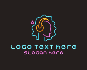 Songs - Neon Disco DJ Headphones logo design