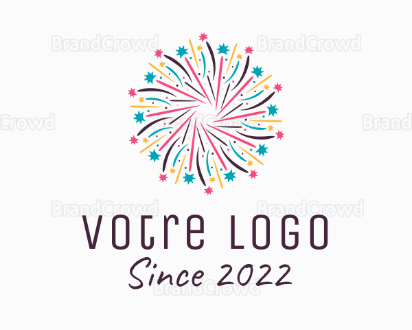 New Year Party Fireworks Logo