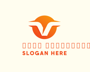 Orange Business Letter V  logo design