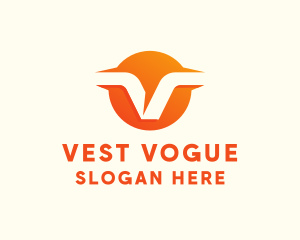 Orange Business Letter V  logo design