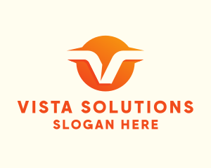 Orange Business Letter V  logo design