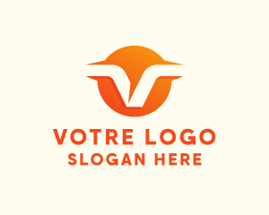Orange Business Letter V  logo design
