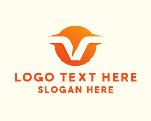 Negative Space - Orange Business Letter V logo design