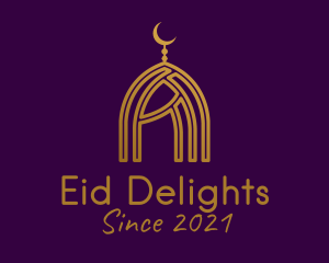 Eid - Golden Islamic Dome logo design