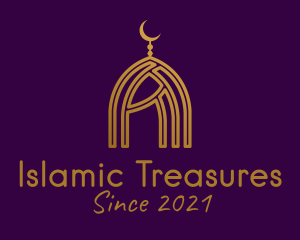 Golden Islamic Dome  logo design