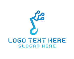High Tech - Music Note Circuit logo design