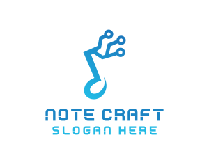 Note - Music Note Circuit logo design