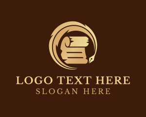 Writer - Document Quill Pen logo design