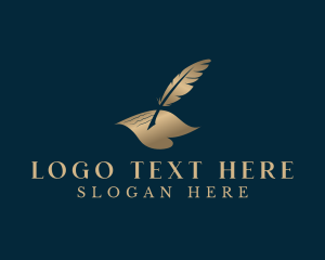 Calligrapher - Elegant Feather Quill Pen logo design