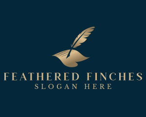 Elegant Feather Quill Pen logo design