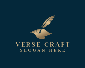 Poem - Elegant Feather Quill Pen logo design