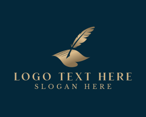 Artist - Elegant Feather Quill Pen logo design