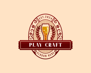 Weizen Glass Craft Beer logo design