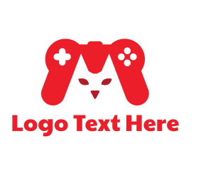 Red And White - Cat Game Controller logo design