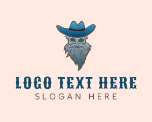 Western - Blue Skeleton Cowboy logo design