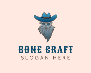 Skeleton - Blue Skeleton Cowboy logo design