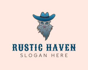 Blue Skeleton Cowboy logo design