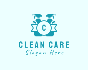 Cleaning Spray Bottle Disinfectant logo design