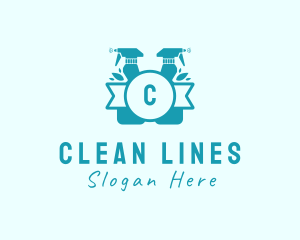 Cleaning Spray Bottle Disinfectant logo design