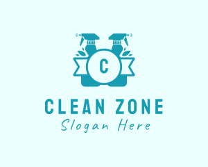 Cleaning Spray Bottle Disinfectant logo design