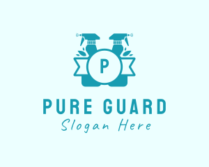 Cleaning Spray Bottle Disinfectant logo design