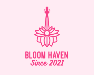 Pink Floral Guitar logo design