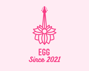 Rockstar - Pink Floral Guitar logo design