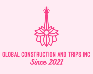Floristry - Pink Floral Guitar logo design