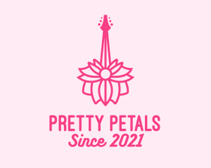 Pink Floral Guitar logo design