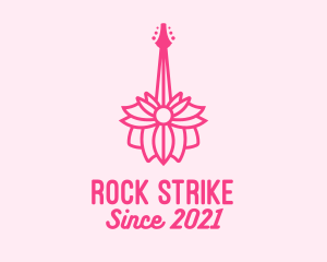 Pink Floral Guitar logo design