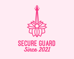 Rock Band - Pink Floral Guitar logo design